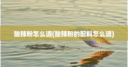酸辣粉怎么调(酸辣粉的配料怎么调)