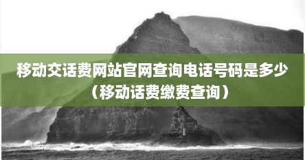移动交话费网站官网查询电话号码是多少（移动话费缴费查询）