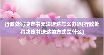 行政处罚决定书无法送达怎么办呢(行政处罚决定书送达的方式是什么)