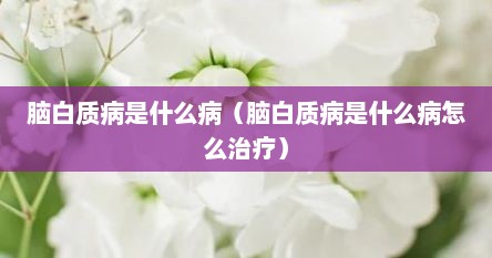 脑白质病是什么病（脑白质病是什么病怎么治疗）