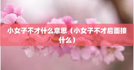 小女子不才什么意思（小女子不才后面接什么）