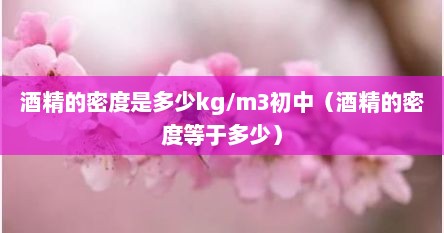 酒精的密度是多少kg/m3初中（酒精的密度等于多少）