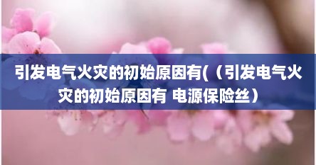 引发电气火灾的初始原因有(（引发电气火灾的初始原因有 电源保险丝）