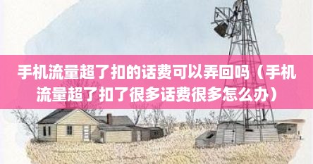 手机流量超了扣的话费可以弄回吗（手机流量超了扣了很多话费很多怎么办）