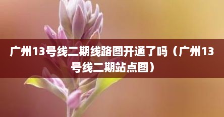 广州13号线二期线路图开通了吗（广州13号线二期站点图）