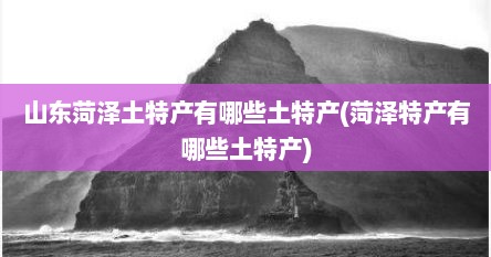 山东菏泽土特产有哪些土特产(菏泽特产有哪些土特产)