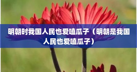 明朝时我国人民也爱嗑瓜子（明朝是我国人民也爱嗑瓜子）