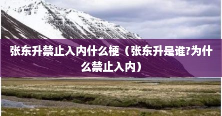 张东升禁止入内什么梗（张东升是谁?为什么禁止入内）