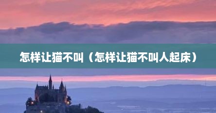 怎样让猫不叫（怎样让猫不叫人起床）