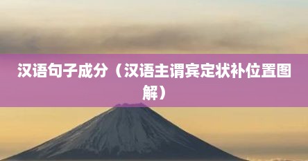 汉语句子成分（汉语主谓宾定状补位置图解）