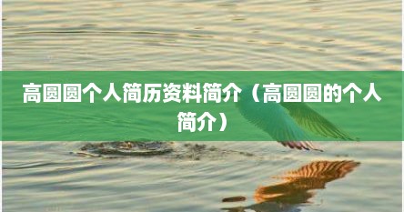 高圆圆个人简历资料简介（高圆圆的个人简介）