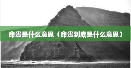 命贵是什么意思（命贵到底是什么意思）