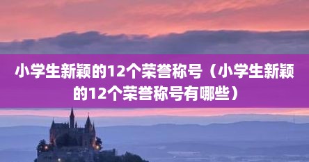 小学生新颖的12个荣誉称号（小学生新颖的12个荣誉称号有哪些）