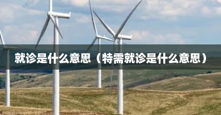 就诊是什么意思（特需就诊是什么意思）