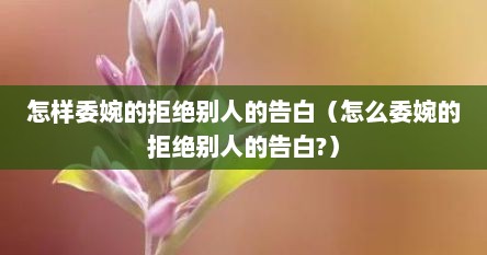 怎样委婉的拒绝别人的告白（怎么委婉的拒绝别人的告白?）