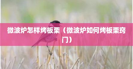 微波炉怎样烤板栗（微波炉如何烤板栗窍门）
