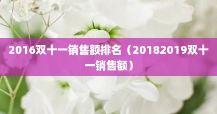 2016双十一销售额排名（20182019双十一销售额）