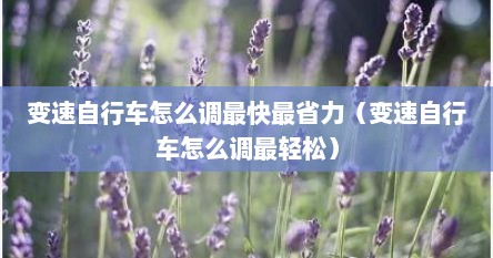 变速自行车怎么调最快最省力（变速自行车怎么调最轻松）