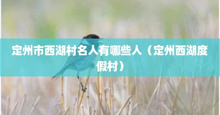 定州市西湖村名人有哪些人（定州西湖度假村）