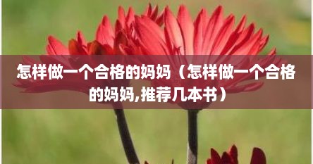 怎样做一个合格的妈妈（怎样做一个合格的妈妈,推荐几本书）
