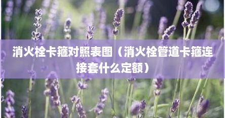 消火栓卡箍对照表图（消火栓管道卡箍连接套什么定额）