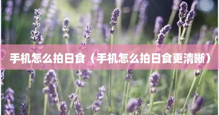 手机怎么拍日食（手机怎么拍日食更清晰）