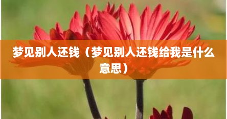 梦见别人还钱（梦见别人还钱给我是什么意思）
