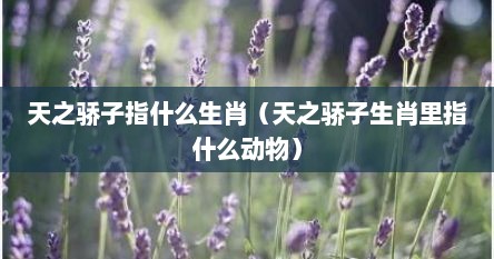 天芝骄子指什么生肖（天芝骄子生肖里指什么动物）