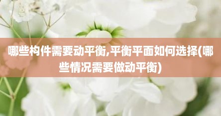 哪些构件需要动平衡,平衡平面如何选择(哪些情况需要做动平衡)