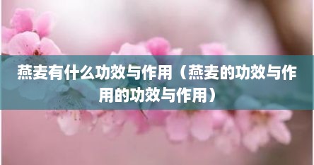 燕麦有什么功效与作用（燕麦的功效与作用的功效与作用）