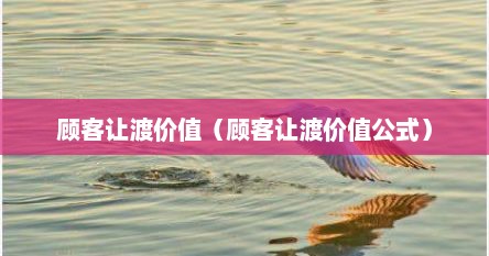 顾客让渡价值（顾客让渡价值公式）