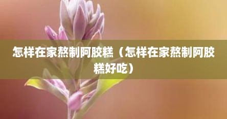怎样在家熬制阿胶糕（怎样在家熬制阿胶糕好吃）