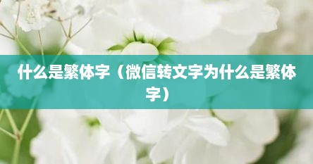 什么是繁体字（微信转文字为什么是繁体字）