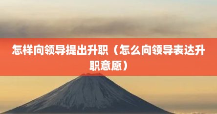 怎样向领导提出升职（怎么向领导表达升职意愿）
