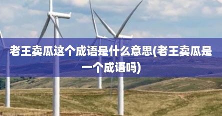 老王卖瓜这个成语是什么意思(老王卖瓜是一个成语吗)