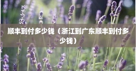 顺丰到付多少钱（浙江到广东顺丰到付多少钱）