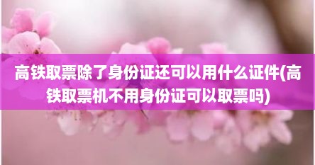 高铁取票除了身份证还可以用什么证件(高铁取票机不用身份证可以取票吗)