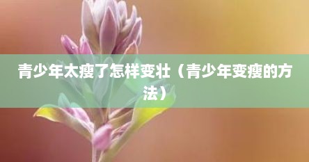 青少年太瘦了怎样变壮（青少年变瘦的方法）
