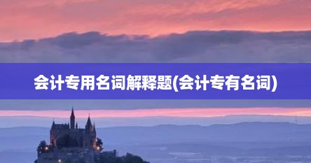 会计专用名词解释题(会计专有名词)