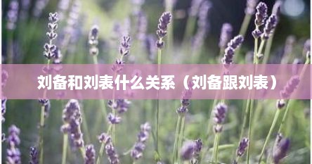 刘备和刘表什么关系（刘备跟刘表）
