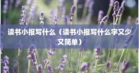 读书小报写什么（读书小报写什么字又少又简单）