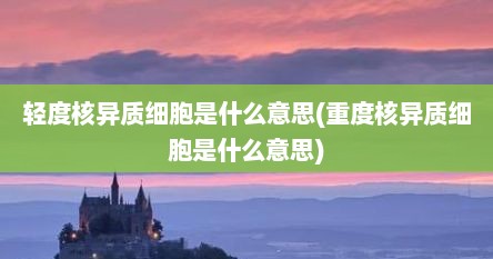 轻度核异质细胞是什么意思(重度核异质细胞是什么意思)