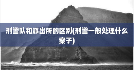 刑警队和派出所的区别(刑警一般处理什么案子)