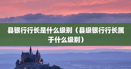 县银行行长是什么级别（县级银行行长属于什么级别）
