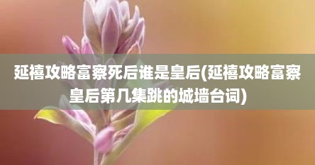 延禧攻略富察死后谁是皇后(延禧攻略富察皇后第几集跳的城墙台词)