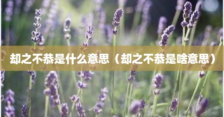 却之不恭是什么意思（却之不恭是啥意思）