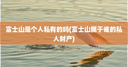 富士山是个人私有的吗(富士山属于谁的私人财产)
