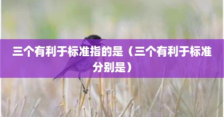 三个有利于标准指的是（三个有利于标准分别是）