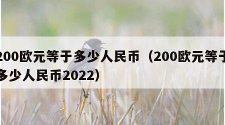200欧元等于多少人民币(200欧元等于多少人民币2022)