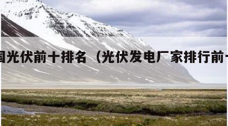 全国光伏前十排名(光伏发电厂家排行前十名)